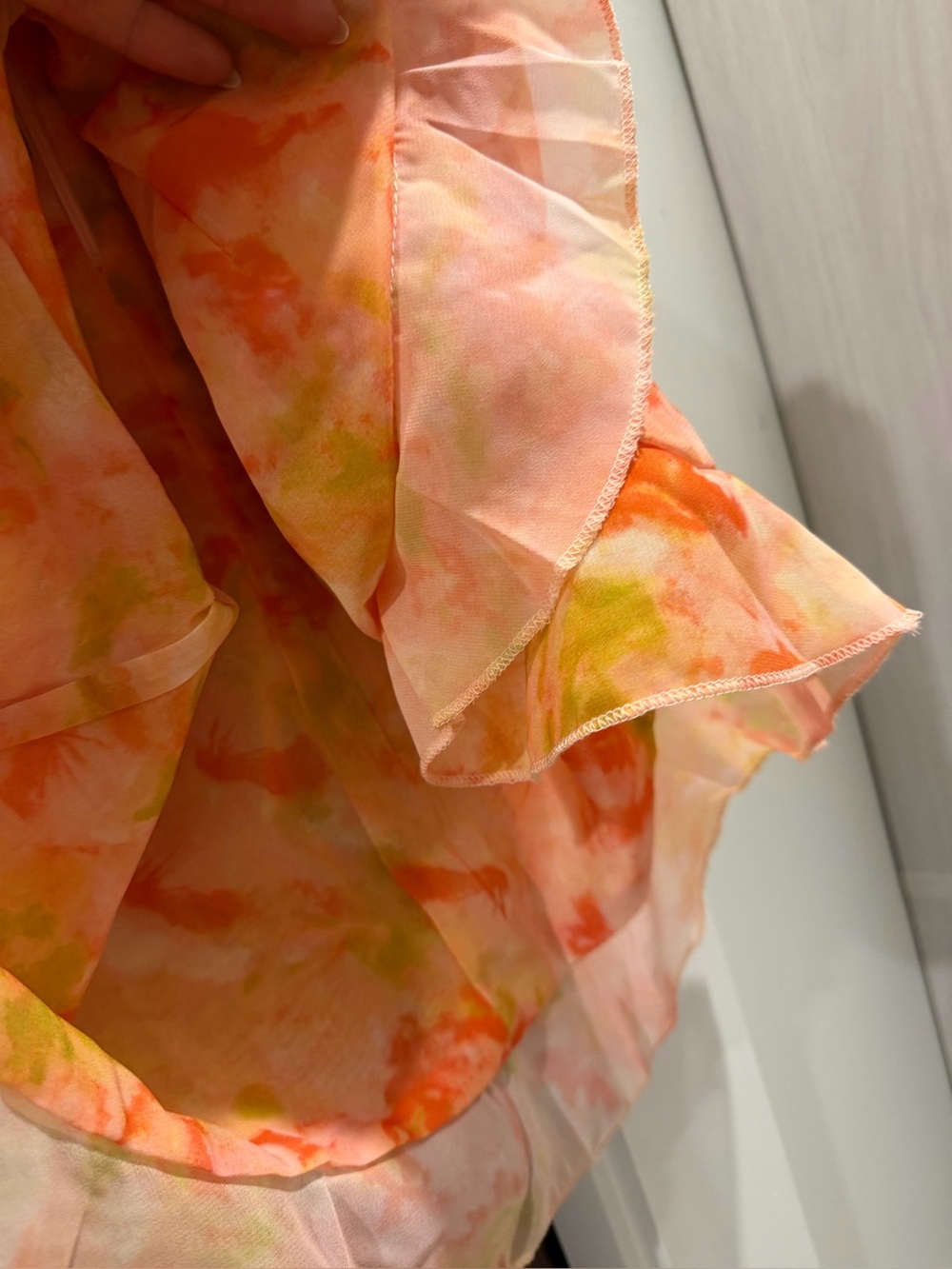 Floral Ruffle Slip Dress in Coral & Lime - Picture 4 of 10